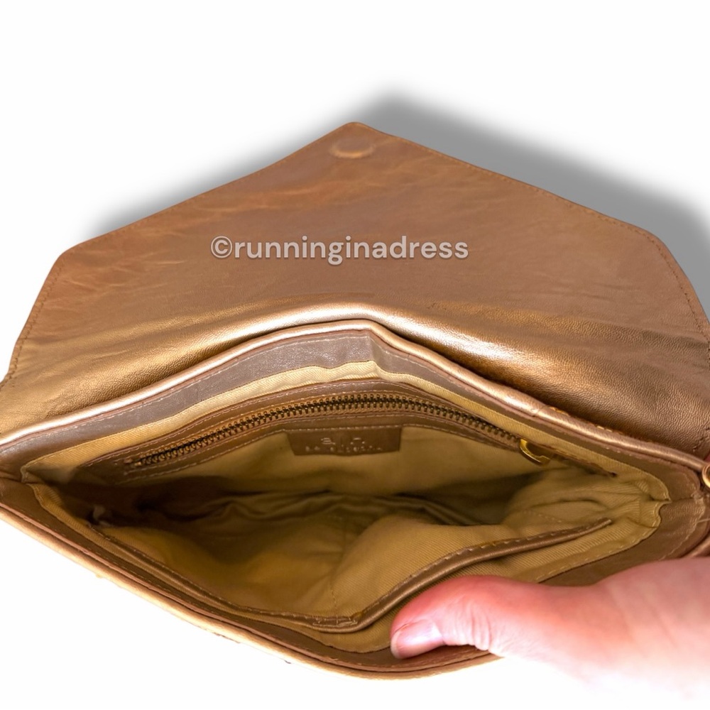 Alexis Hudson Ciara Gold Sequin Envelope Clutch Evening Handbag Crossbody - Picture 5 of 13